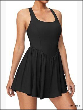 Tennis Dress with Built-in Shorts and Bra, Adjustable Straps, Lightweight